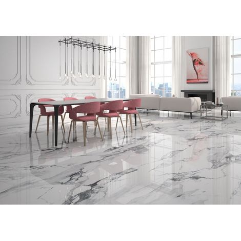 Carrelage effet marbre CRASH 120x120 cm Noir - Brillant - 120x120 cm Noir - Brillant / Poli - boîte de m2