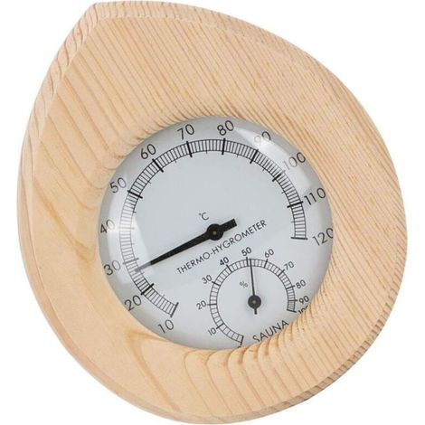 Hygrothermomètre en bois pour sauna, intérieur comme extérieur, mesure précise de l'humidité et de la température (1/5)