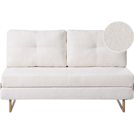 Sofa Bed 3 Seater JERSLEV Boucle Off-White (1/5)