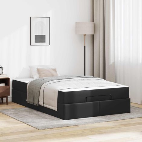 vidaXL Cadre de lit avec matelas Autre 2 pcs Noir PVC (1/5)