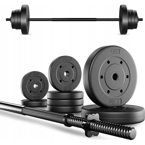 Set di bilanciere per esercizi con pesi bituminosi, bilanciere da 22 kg, Trex Sport