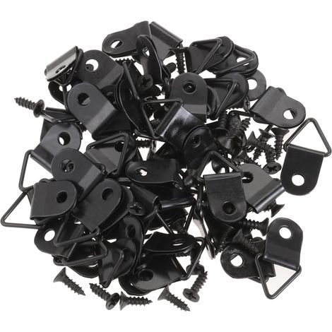 Crochet de suspension, 21x12 mm, noir, avec vis, pour cadres (1/5)