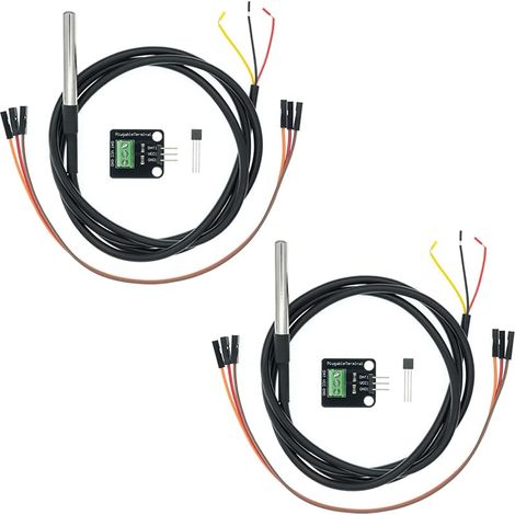 2 Pièces Kit de Modules de Capteur de Température avec Câble de 1m, Sonde étanche en aAcier Inoxydable, Capteur de Température à Puce pour Arduino et Raspberry Pi (1/5)