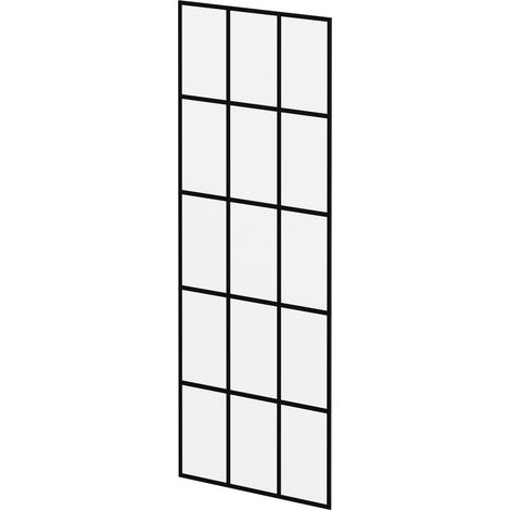 Pacco 8mm Clear with Black Printed Crittall Frame 1950mm x 700mm Walk In Shower Glass (1/5)