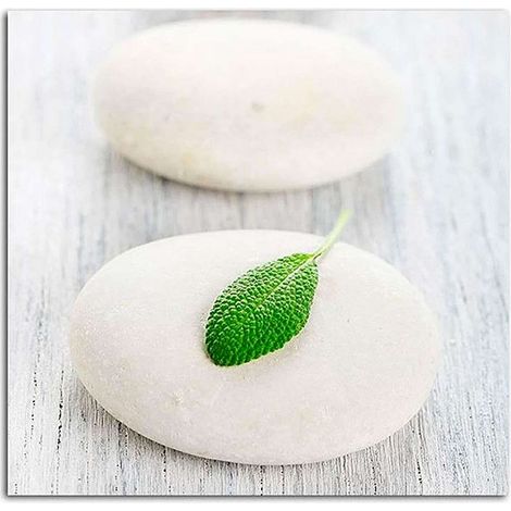 Tableau bois zen pierre 3 - 20 x 20 cm (1/3)