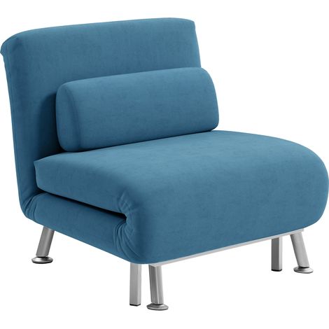 HOMCOM Folding 5 Position Convertible Sleeper Bedroom Chair Bed Blue