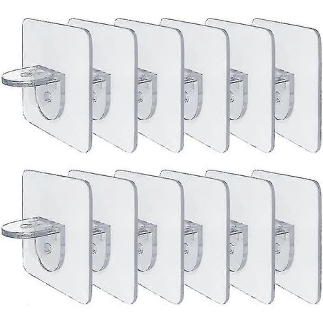 Un pacchetto con 12 console hyll Console Självhäftande per hylla Garderob Glasfäste Hyllförvaringsställ G (1/4)
