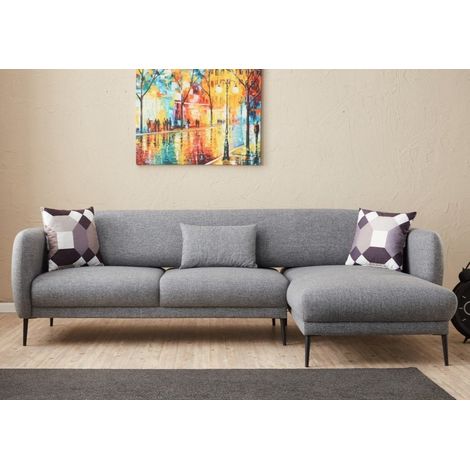 Rechtes Ecksofa mit Schlaffunktion Venus Grey