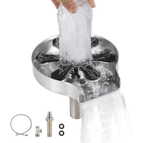 1 Rinceur Verre Acier Inoxydable Lavage Rapide Évier Cuisine Bar Restaurant (1/5)