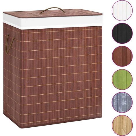 Maison Exclusive - Bambus-Wäschekorb mit 2 Fächern Braun 100 L (1/5)