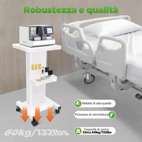 Chariot de Salon de Beauté Mobile - Support pour Instruments de Beauté - Outil pour Accessoires de Spa - Service Multifonction à Roulettes - Blanc (1/5)