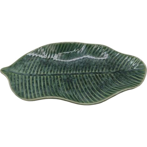 KERAMIKPLATTE HERBE 33 CM BANANENBLATT GRÜN ZUM SERVIEREN