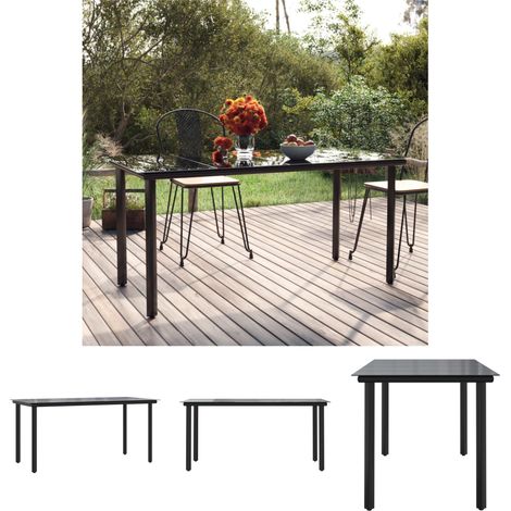 Terrassen Esstisch - vidaXL Garten-Esstisch Schwarz 160x80x74 cm Stahl und Hartglas - Stahl Esstisch (1/5)
