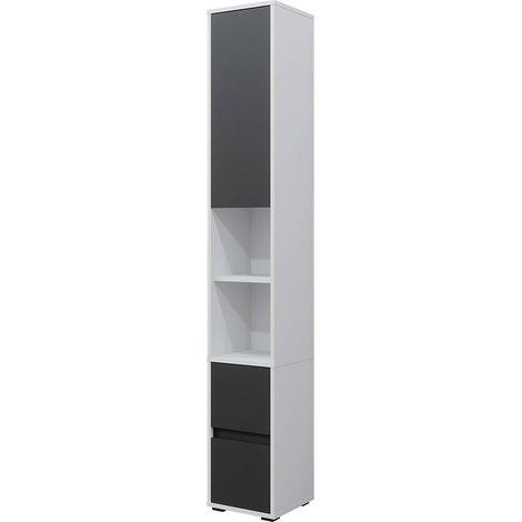 Armoire à linge Maltin, Blanc, 30.2x189cm avec une porte et deux tiroirs, Vicco (1/5)