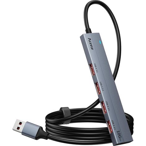 Hub USB 3.2 vers 4 Ports USB-A, Concentrateur avec Câble Étendu de 1.2M, 10Gbps Gen 2 avec Port d'alimentation Compatible MacBook Air/Pro, iMac (1/5)