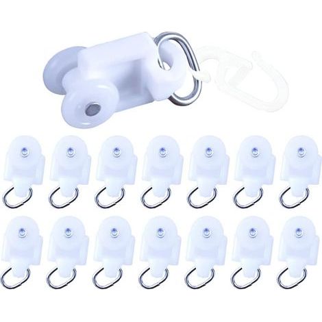 Rouleaux planeurs de rideau 50 pièces – Rouleaux et crochets pour tringles à rideaux – Plastique de haute qualité – Dimensions 2,5 x 1,4 cm (1/5)