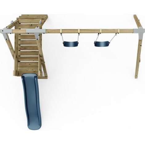 Premium Double Garden Swing with Deck for Kids and Boat Swing - Mint Green