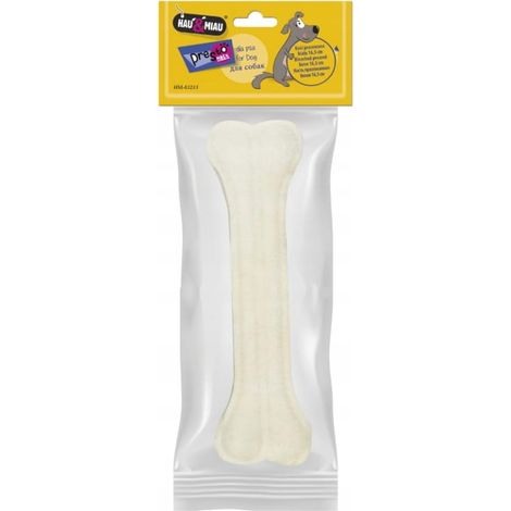 HauMiau Hundeknochen, Weiß, Rindsleder, 16,5 cm