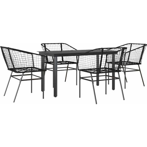Ensemble à manger de jardin 5 pcs,Salon de jardin noir résine tressée verre CFW26471 (1/5)