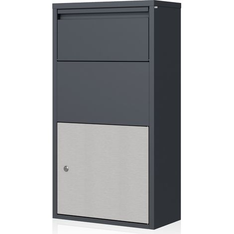 Zelsius Paketbriefkasten Edelstahl, Anthrazit RAL 7016 pulverbeschichteter Stahl Diebstahlsperre (1/5)