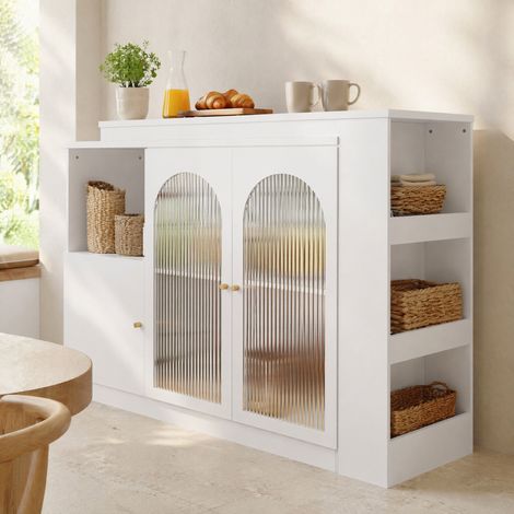 Mueble bar giratorio 360° blanco de MDF, 120 x 40 x 97 cm HAVRYA (1/5)