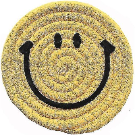 Sets de table Expression (lot de 2), sets de table en corde de coton tissée, dessous de plat, sous-verres simples, dessous de plat isolants Smiley (jaune, 12 cm) (1/5)