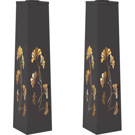 Lumière de chemin LED solaire 2 pcs Noir Acier laminé à froid (1/5)