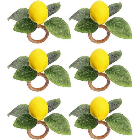 Lot de 6 ronds de serviette citron pour banquet, dîner, bureau, maison, réunion de famille (1/5)