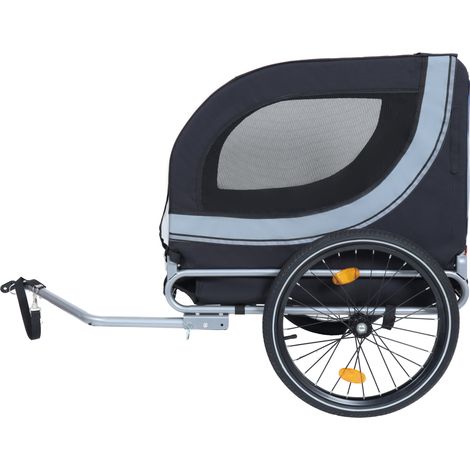 Rimorchio bici per cani fino a 40 kg nero grigio con aggancio di sicurezza (1/5)