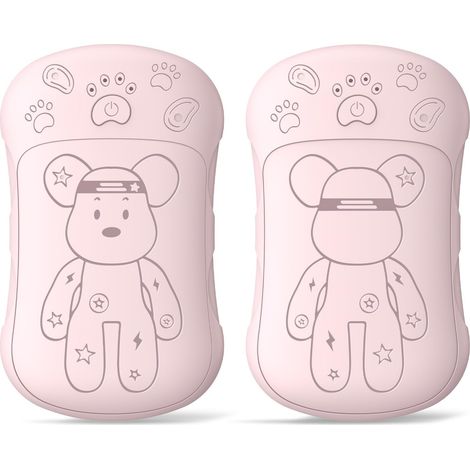 Wiederaufladbare Handwärmer (2er-Pack), elektrische 2-in-1-Handwärmer, doppelseitige Heizung, Unisex, rosa.