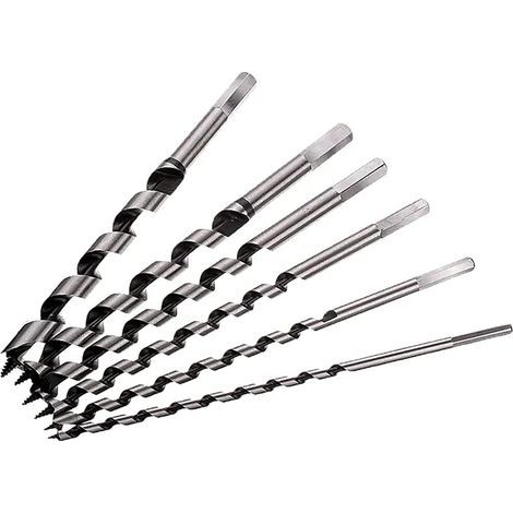 Juego de 6 brocas helicoidales AIDUCHO de 230 mm de largo para carpintería - Abrebocas de madera con mango hexagonal extralargo de 6/8/10/12/16/20 mm (1/5)
