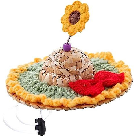 jaunechapeau De Paille Pour Animaux De Compagnie Costume De Chien Chapeaux Avec En Tricot Cordon De Serrage Rglable Mentonnire Accessoire De Pour (1/4)