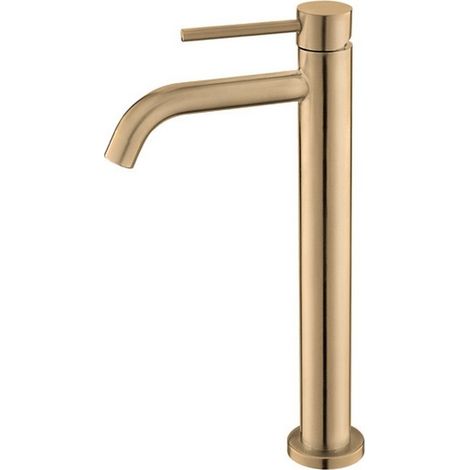 Miscelatore lavabo alto linea curva in acciaio inox finitura oro rosa  KAM-ARTE ORO ROSA kamalu