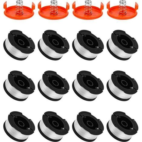 Trimmerfaden-Spule für Black & Decker Trimmer, 12 Spulen Trimmerfaden + 4 Spulenkappen + 4 Federn (1/5)