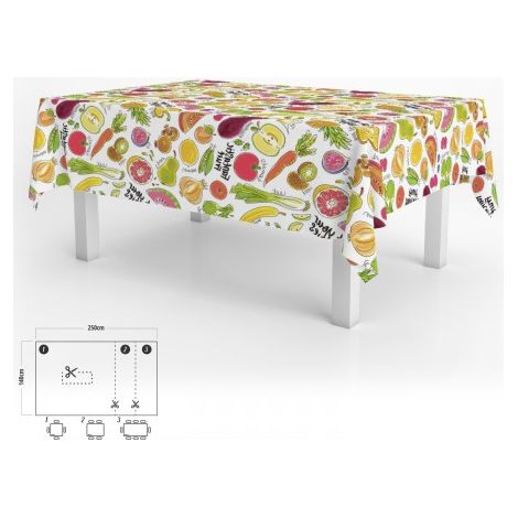 Tovaglia Antimacchia Tela Cerata Rettangolare 140 x 250 cm. Frutti di fantasia (1/4)