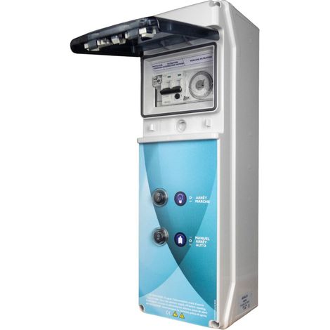 EDG – Coffret électrique piscine IP55 – Filtration et éclairage – Commutateurs en face avant – Fenêtre transparente pour état de fonctionnement (1/5)