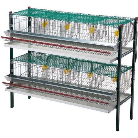 Verzinkter Vogelkäfig mit 8 Abteilen, mit Futtertrögen und Tränken, 105x47x90 cm