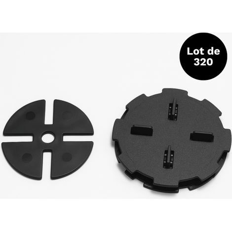 Lot de 320 plots réglables 10-15 mm dalle et carrelage avec cales anti-bruit 97 mm - Coloris - Noir, Lot - 320 plots