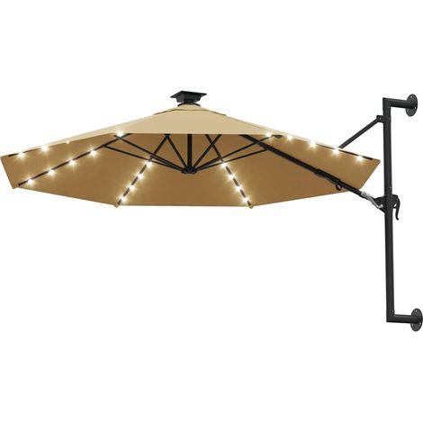 Maison Exclusive - Ombrellone da Giardino a Parete con LED 300 cm Tortora (1/5)