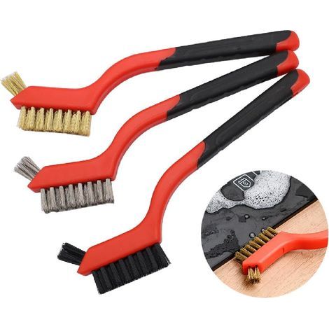 3 Brosses Métalliques en Acier Inoxydable, Laiton, Carbone, Nylon, Brosses à Récurer pour Nettoyage de Soudure Slag Décapage Rouille Contre Poussière (1/5)