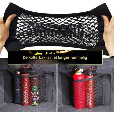 Filet de rangement pour coffre 4 pièces - filet élastique avec fermeture Velcro - dimensions 2550 cm - rangement voiture (1/5)