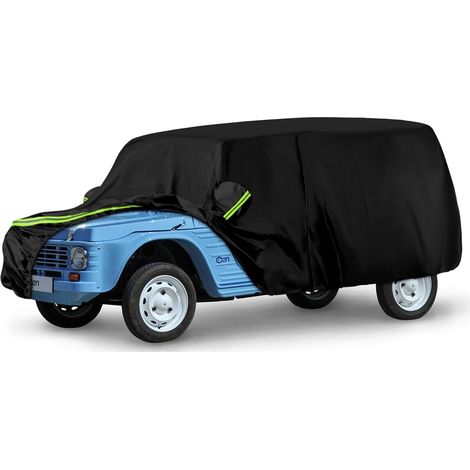 Housse de Voiture Adaptée pour Citroen Mehari 1968-1988, Housse de Garage Complète Noire étanche avec Porte Zippée pour Neige, Pluie, Protection Tous Temps,Personnalisé pour Citroen Mehari 1968-1988 (1/5)