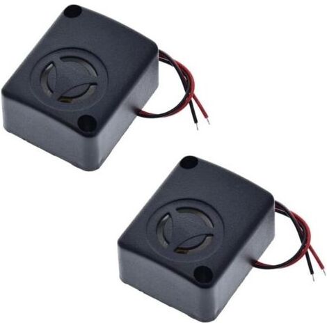 2er-Pack Mini-Piezo-Alarmsirenen 12V DC, 110 dB, versicherungssicher, Diebstahlalarm, lauter Summer für Autos (Schwarz) (1/5)