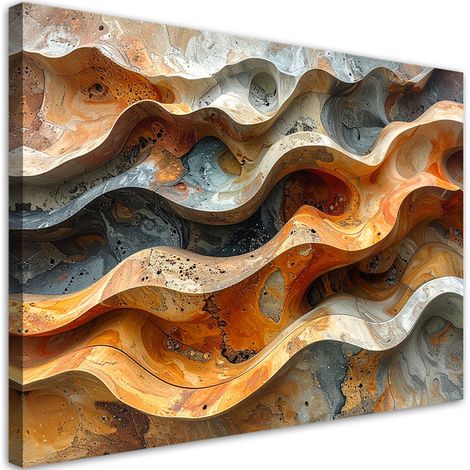 Quadro su tela, Strutture rocciose organiche astratte nei colori arancione e grigio, 90x60 (1/5)
