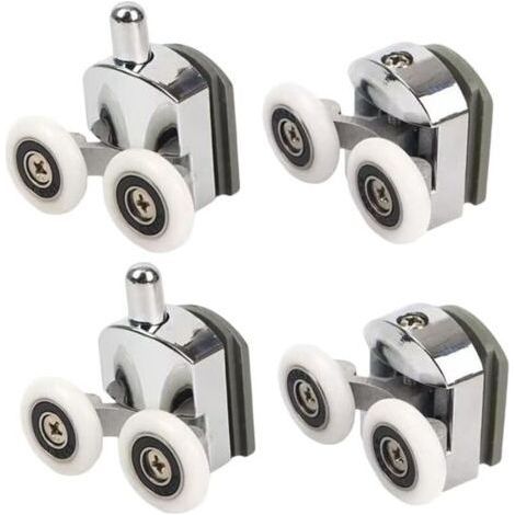 FENOPLASTICARoulettes de douche avec double porte coulissante, 4 pièces (2 supérieures + 2 inférieures) (23 mm - 2 en haut + 2 en bas) (1/5)