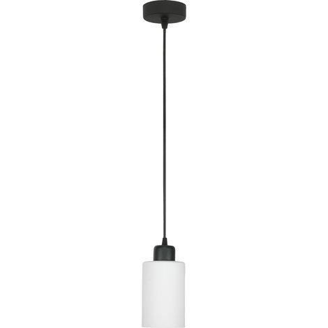 Schwarze Hängeleuchte mit weißem Glasschirm, Loyd Bianco 15-065
