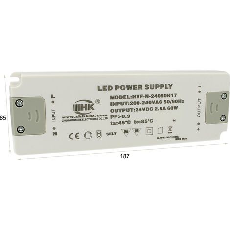 Alimentatore Trasformatore CV 60W 24V 2,5A Super Slim Solo 22mm Spessore (1/3)
