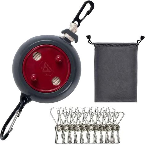 10m Adjustable Portable Travel Clothes Line Camping Washing Line for Outdoor/Indoor Laundry Room 10 Pegs Windproof (1/5)