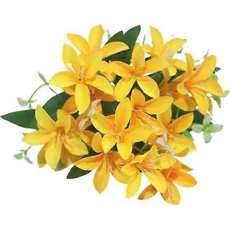 fleur artificielle facile d'entretien, surface lisse, composition florale en soie synthétiquejaune (1/5)