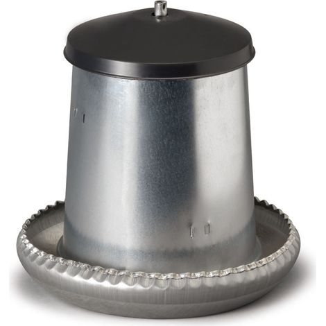 Mangeoire galvanisée 5kg avec couvercle – Conçue pour alimentation avicole – Résistante aux intempéries – Facile à nettoyer – River Systems